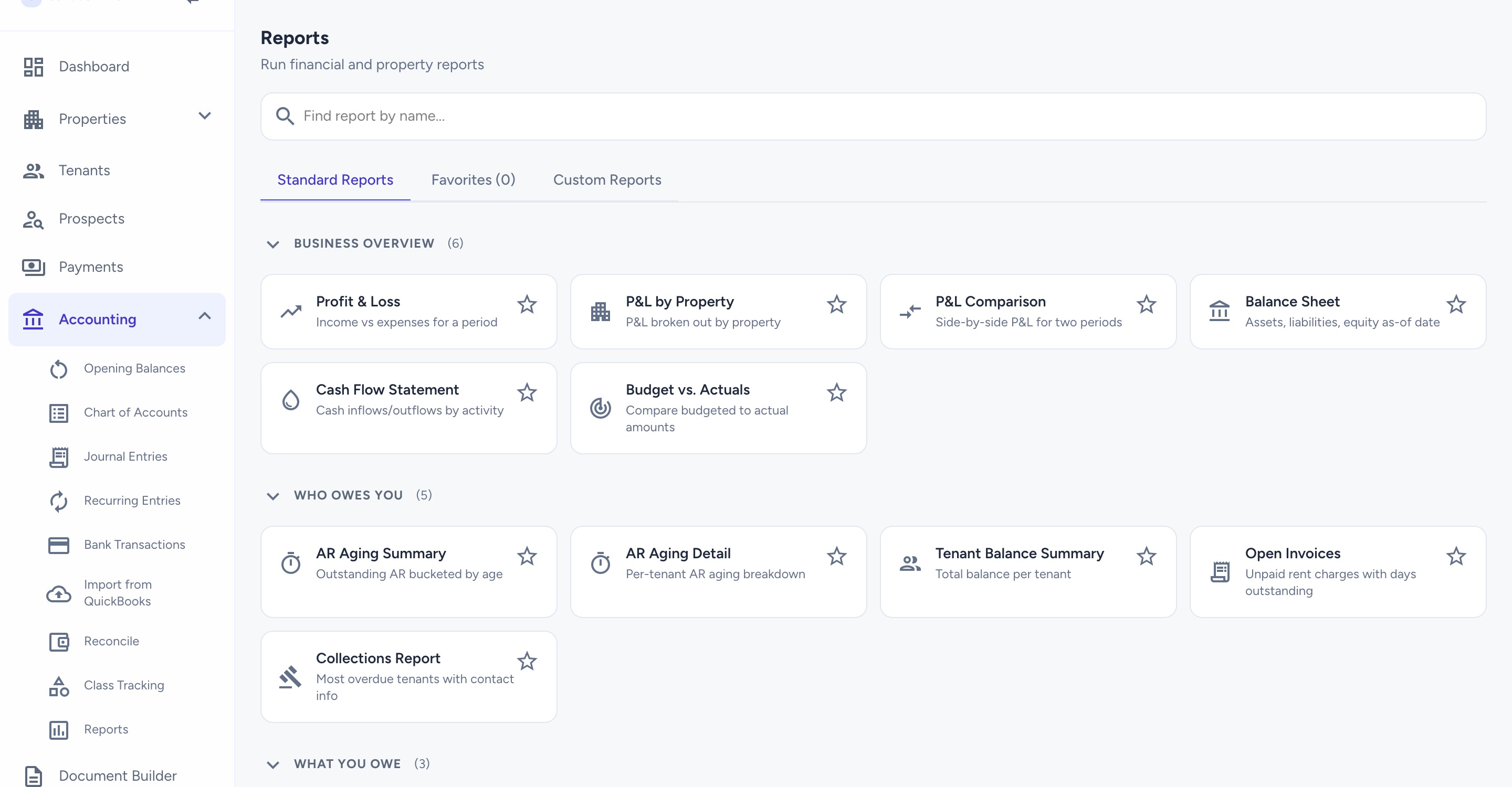 The reports library in Housify